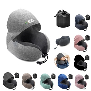 Portable Headrest Sleep Travel Buddy Neck Pillow With Hood